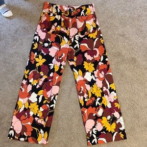 Maeve Black Floral Cropped Wide-Leg Pants